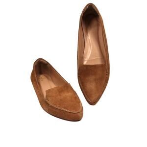 Lulus Emmy Cognac Suede Pointed Toe Loafer Flats Womens 8 BR 37